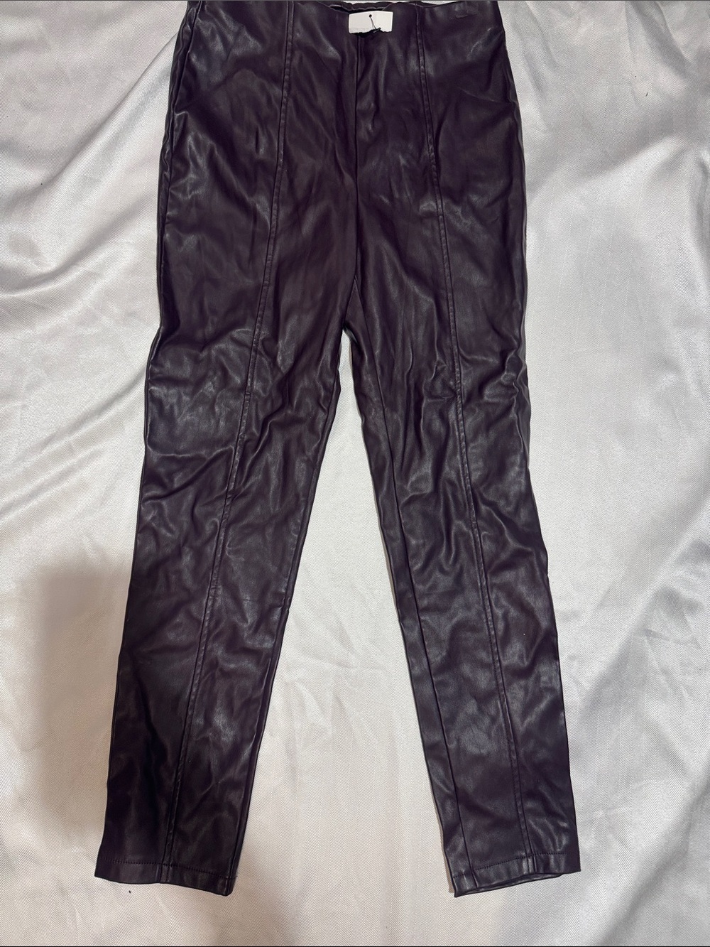 Chocolate Black Faux Leather Slim Pants